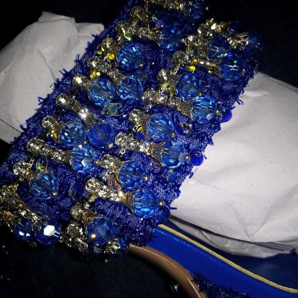 AZALEA WANG " DANGLING DYNASTY " BLUE EMBELLISHED PLATFORM HEEL( BRAND NEW! !!!! - Picture 6 of 8